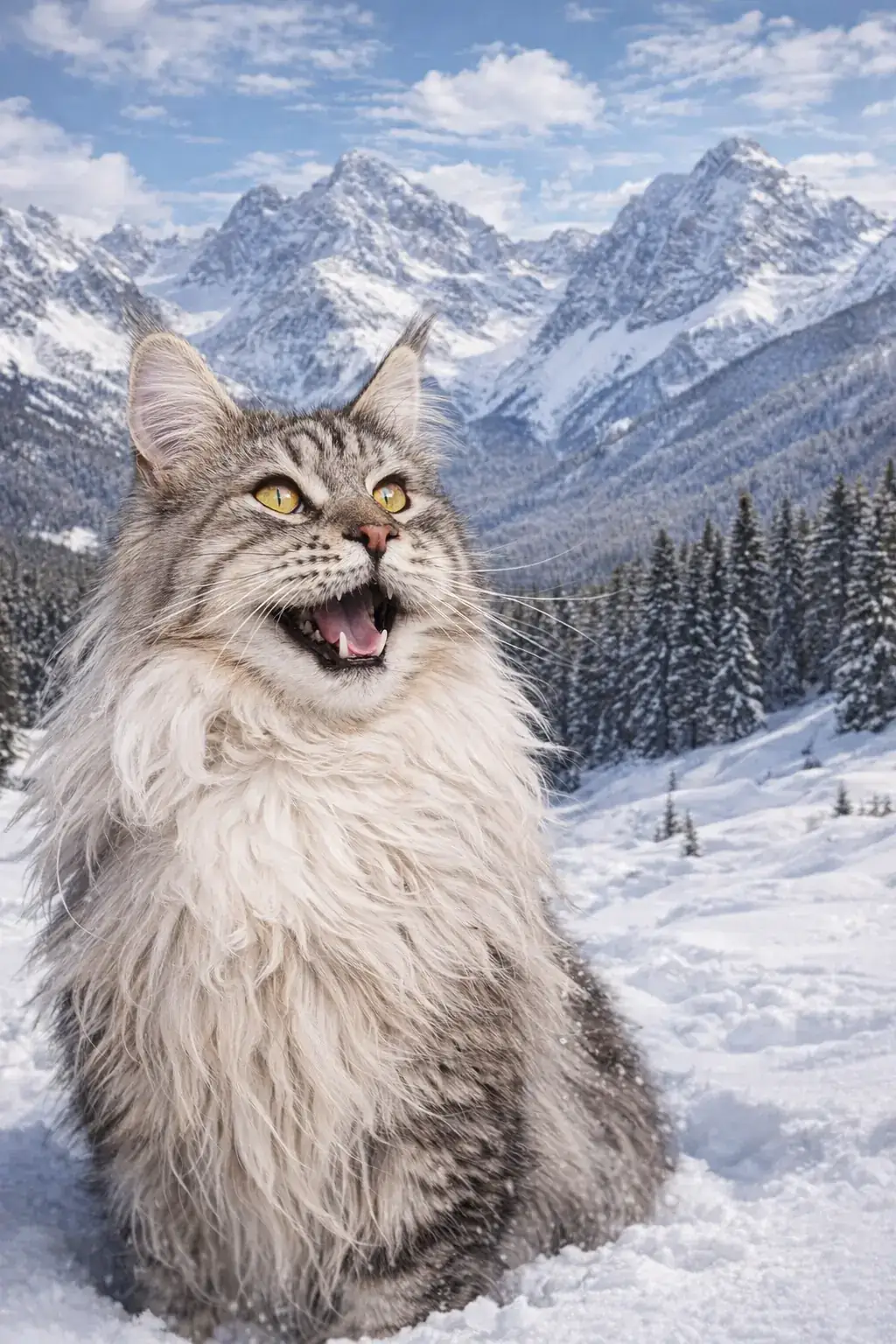 Alps Snow cat AI generated portrait photo