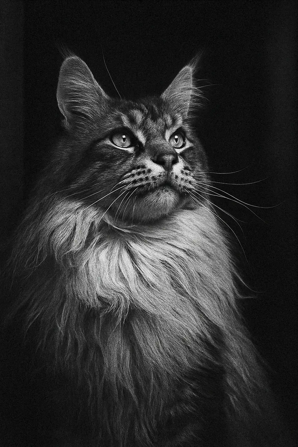 black and white cat AI generated portrait photo