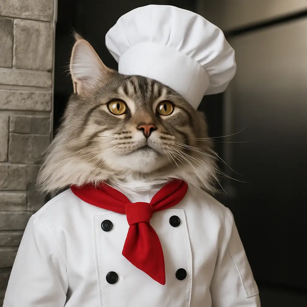 chef cat AI generated portrait photo