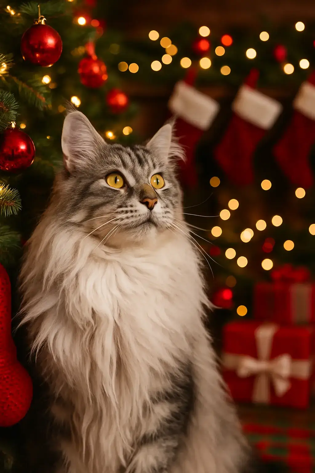 Christmas Mood cat AI generated portrait photo