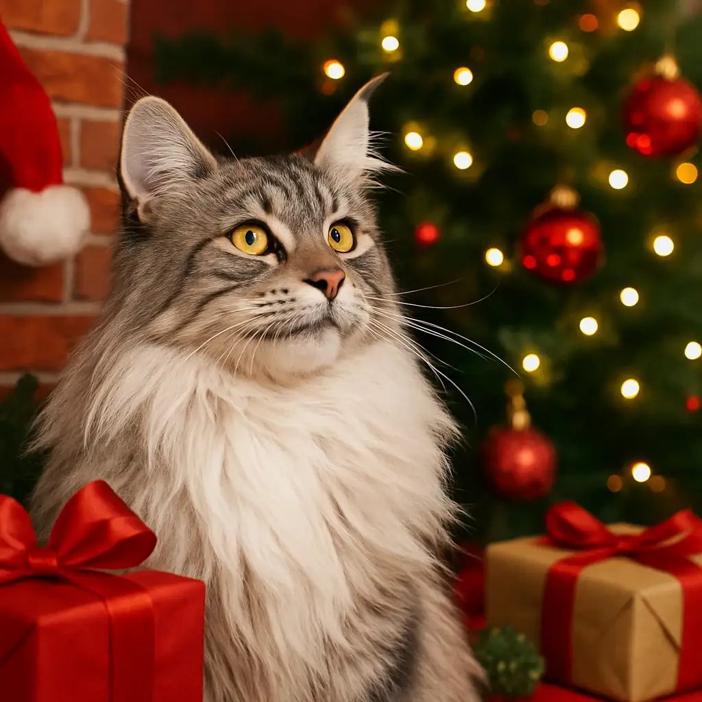 christmas cat AI generated portrait photo