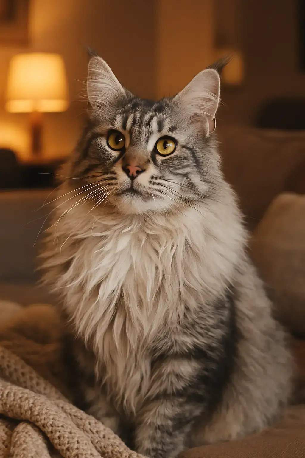 cozy home cat AI generated portrait photo