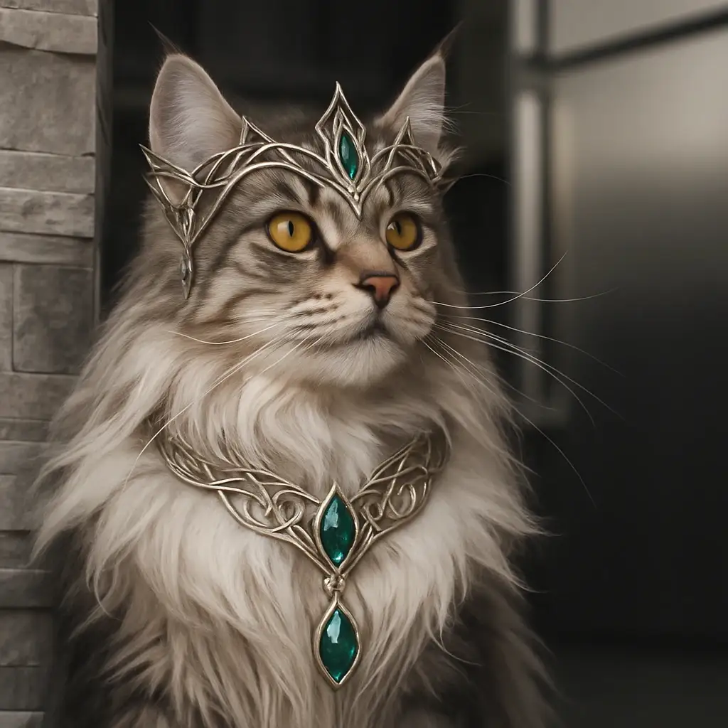 Elf cat AI generated portrait photo