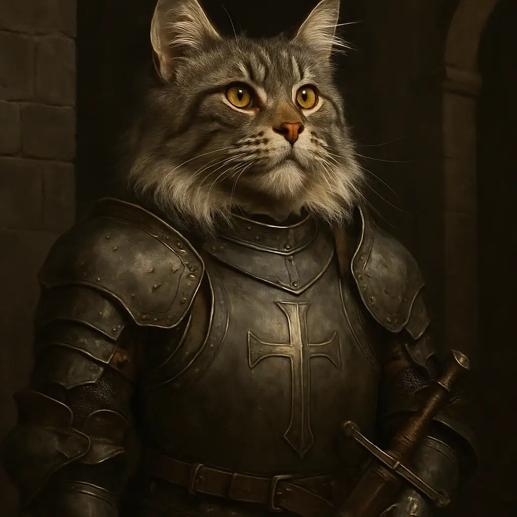 knight cat AI generated portrait photo