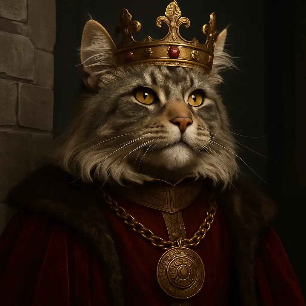 medieval king cat AI generated portrait photo