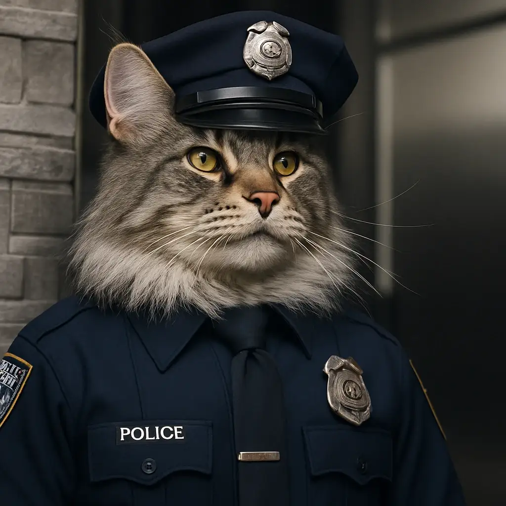 policeman cat AI generated portrait photo