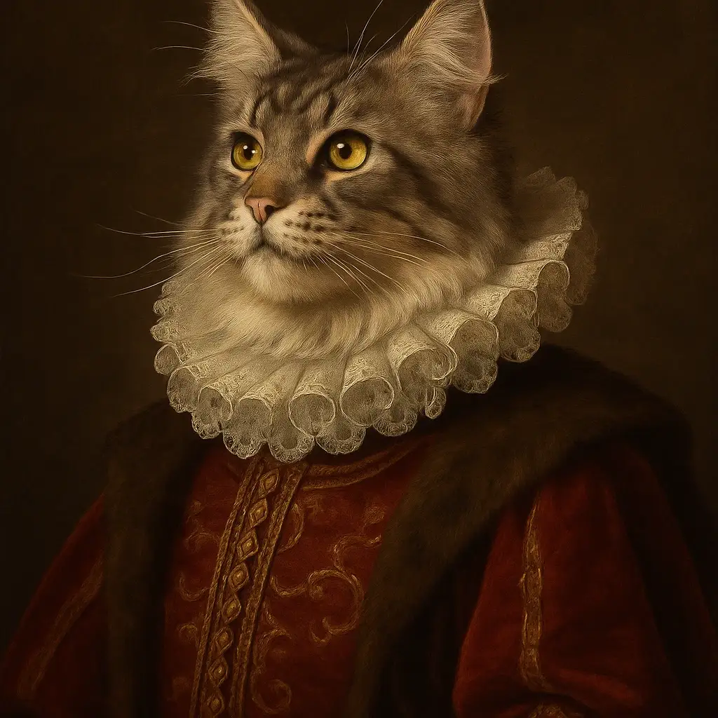 renaissance cat AI generated portrait photo