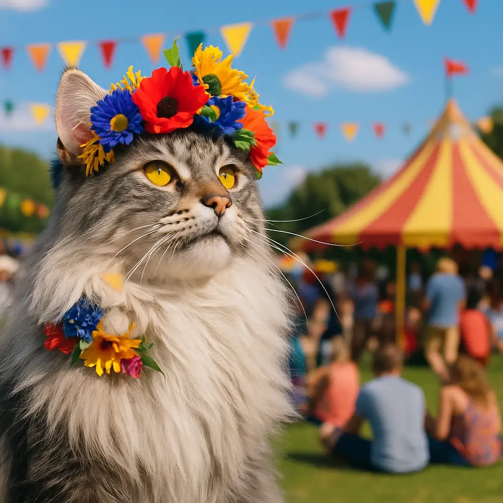 summer festival cat AI generated portrait photo