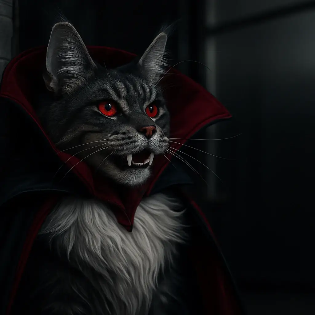 vampire cat AI generated portrait photo