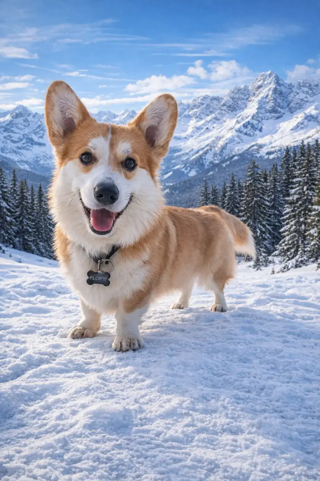 Alps Snow dog AI generated portrait photo