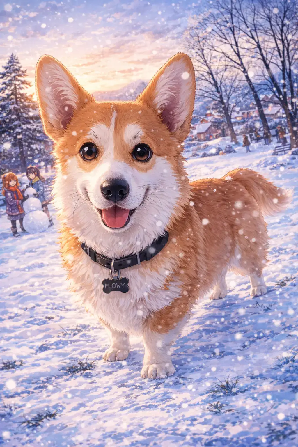 Anime Snow dog AI generated portrait photo