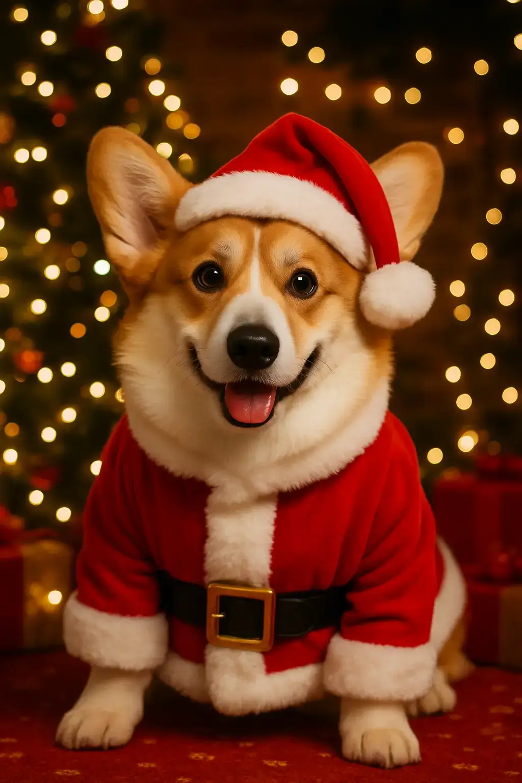 Christmas Santa dog AI generated portrait photo