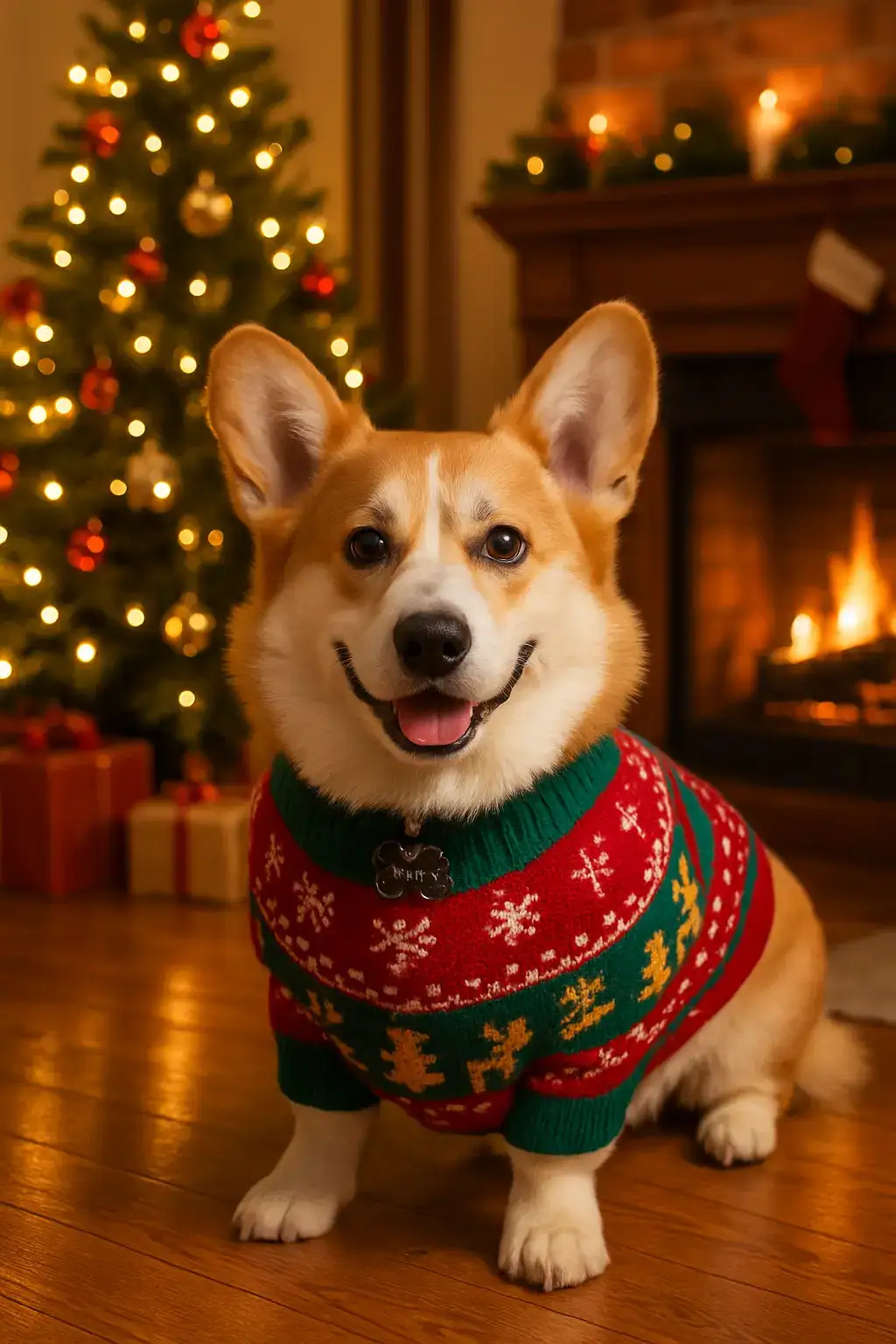 Christmas Sweater dog AI generated portrait photo