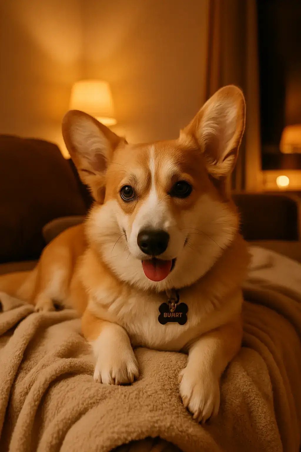 cozy home dog AI generated portrait photo