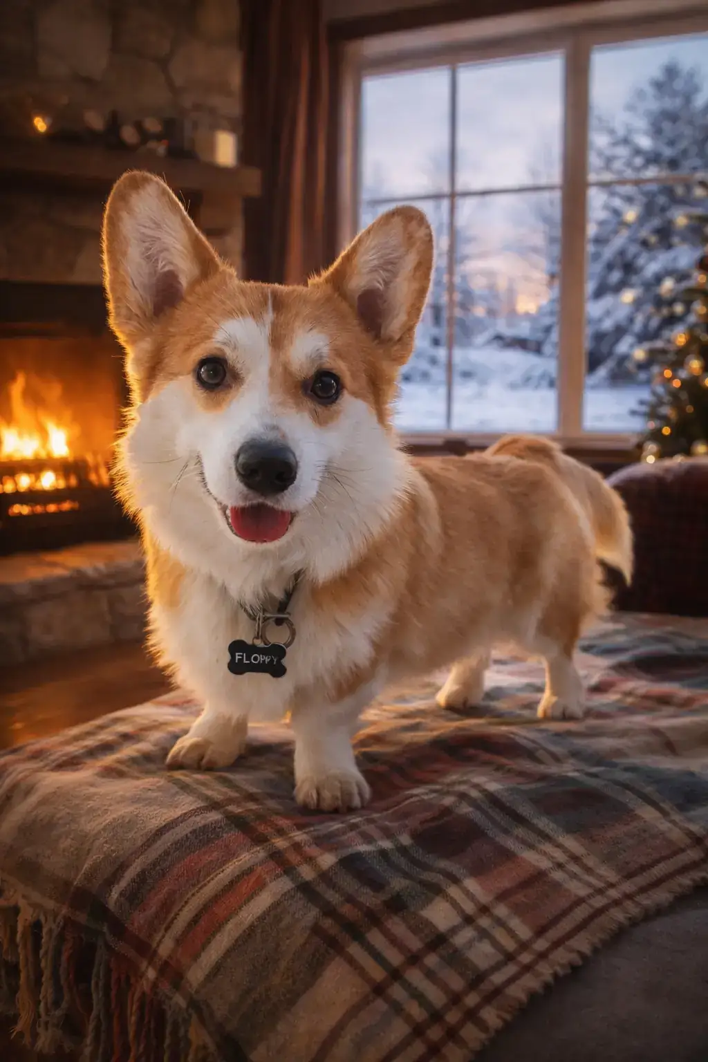 Cozy Winter dog AI generated portrait photo