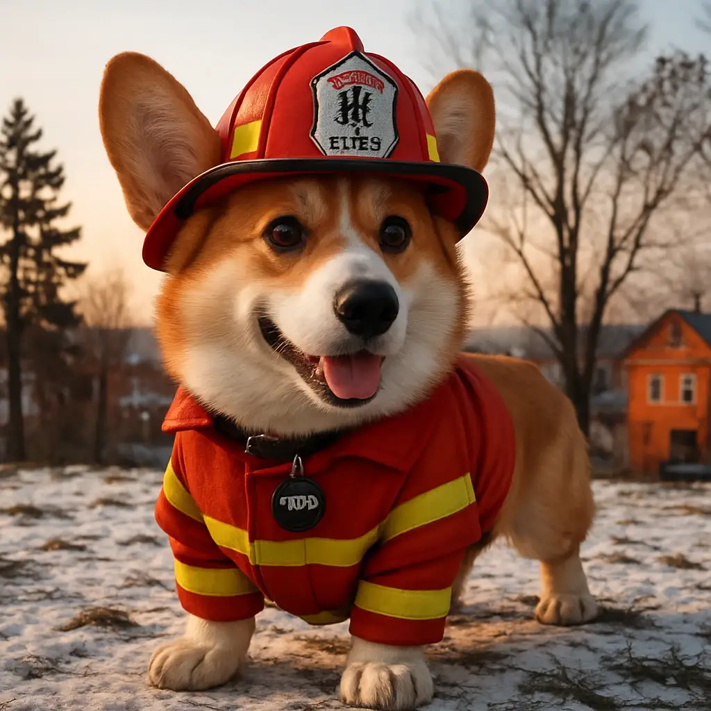 firefighter dog AI generated portrait photo