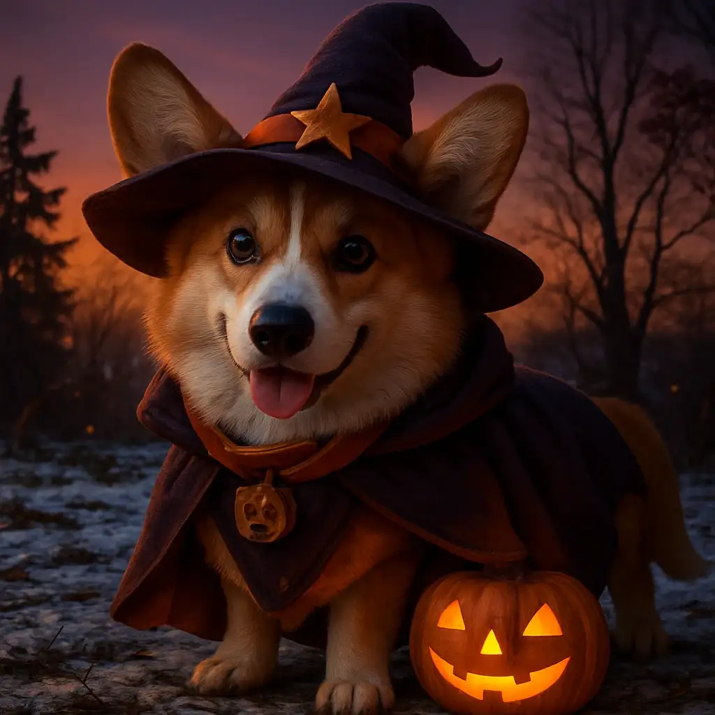 halloween dog AI generated portrait photo
