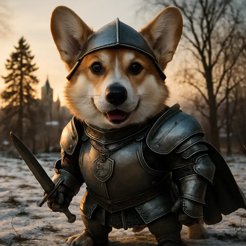 knight dog AI generated portrait photo