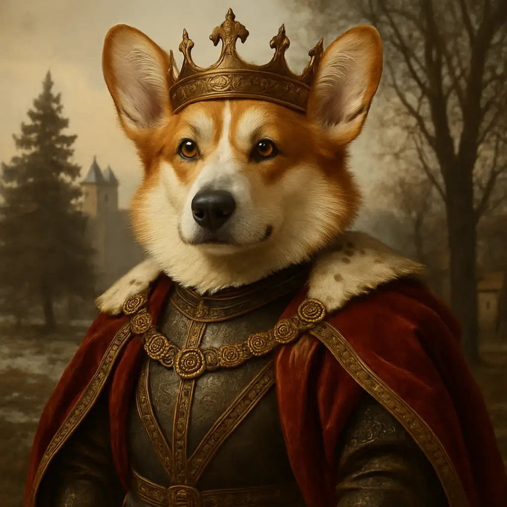medieval king dog AI generated portrait photo