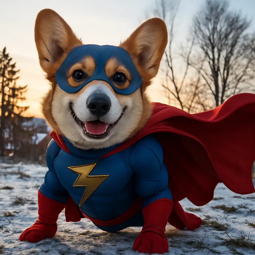 superhero dog AI generated portrait photo