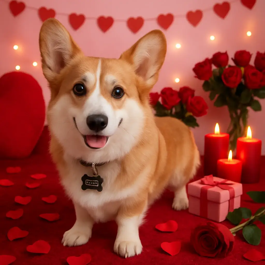 valentine dog AI generated portrait photo